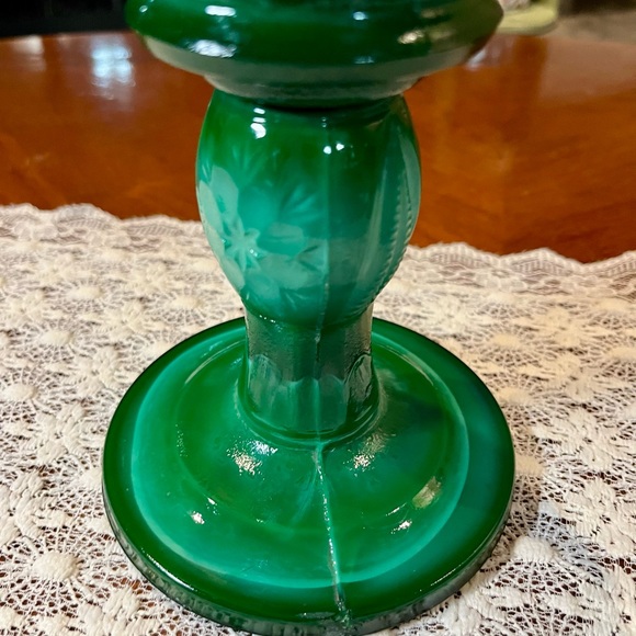 RARE Antique Heinrich Hoffman Opaline Glass Kerosene Lamp Bases - Picture 9 of 16